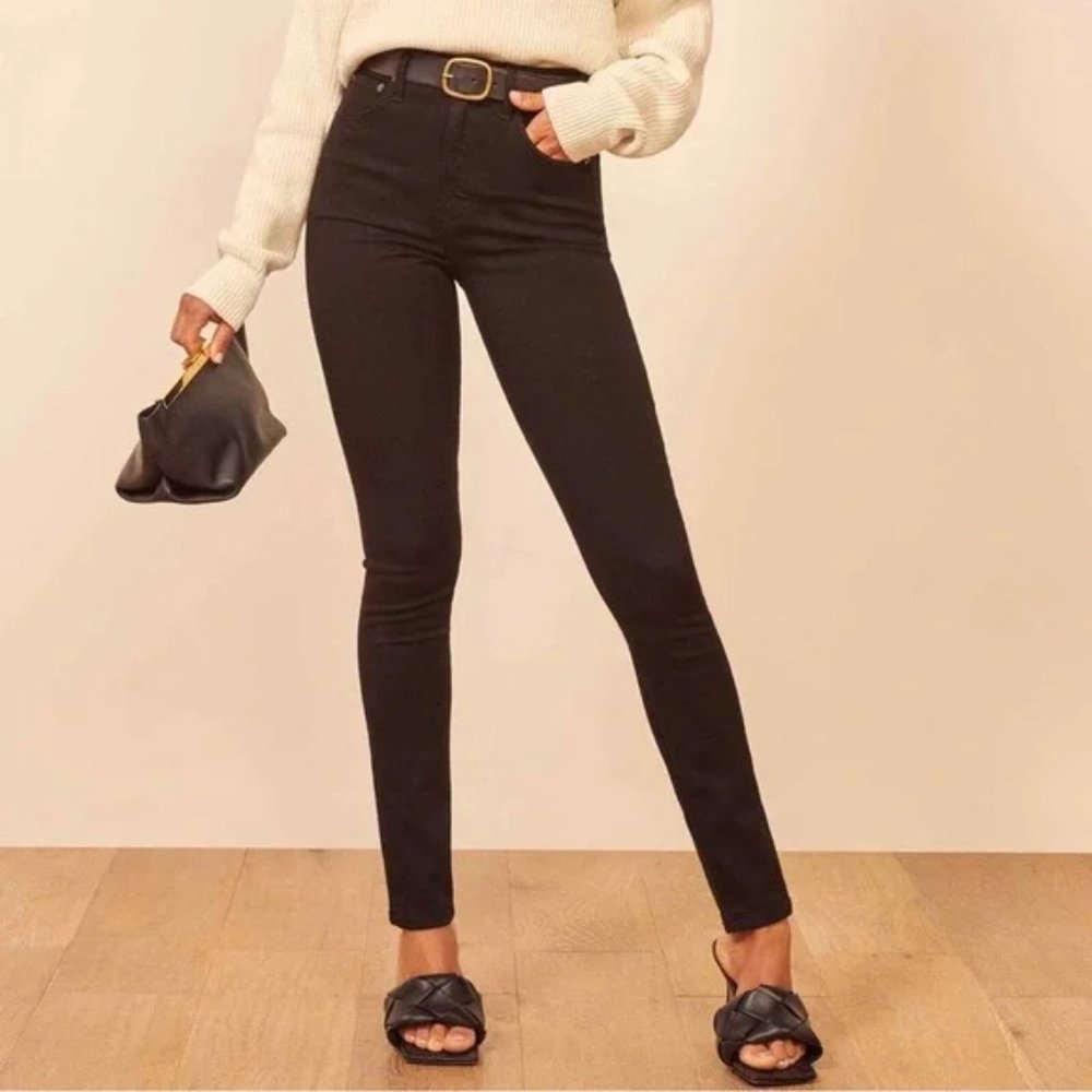 NEW NWOT! REFORMATION ULTRA HIGH SKINNY JEANS black organic cotton denim sz 26